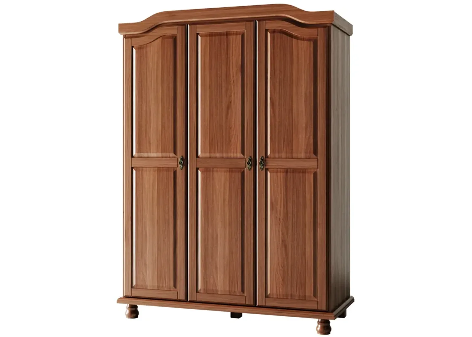 100% Solid Wood Kyle 3-Door Wardrobe with Mirrored Door