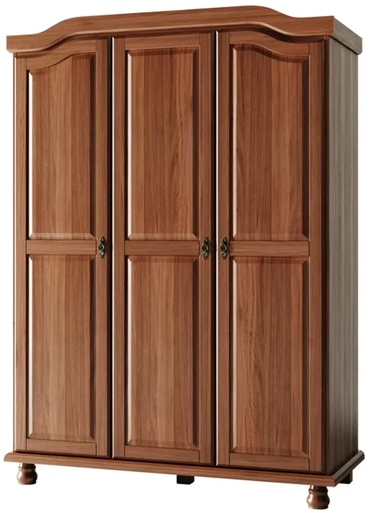 100% Solid Wood Kyle 3-Door Wardrobe with Mirrored Door