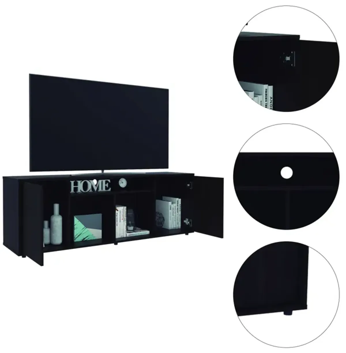 Falmouth Rectangle 3-Shelf TV Stand Black Wengue