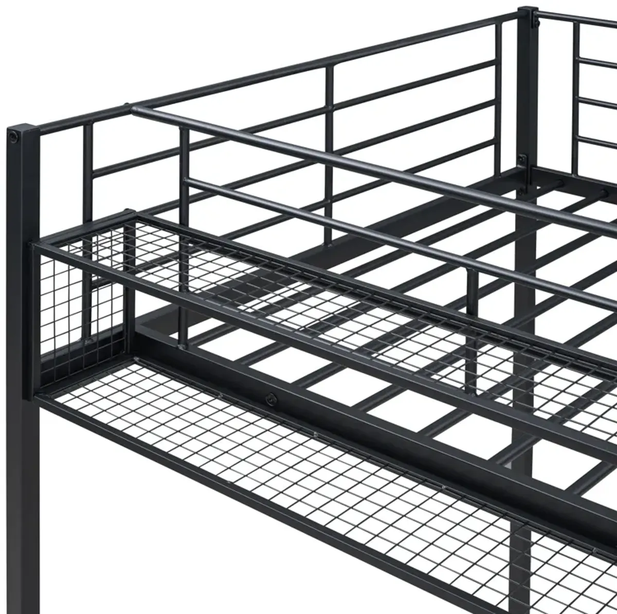 Merax Metal Loft Bed with Storage Shelves