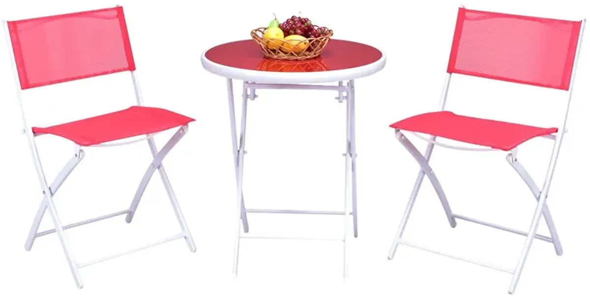 3 Pieces Patio Folding Bistro Set for Balcony or Outdoor Space