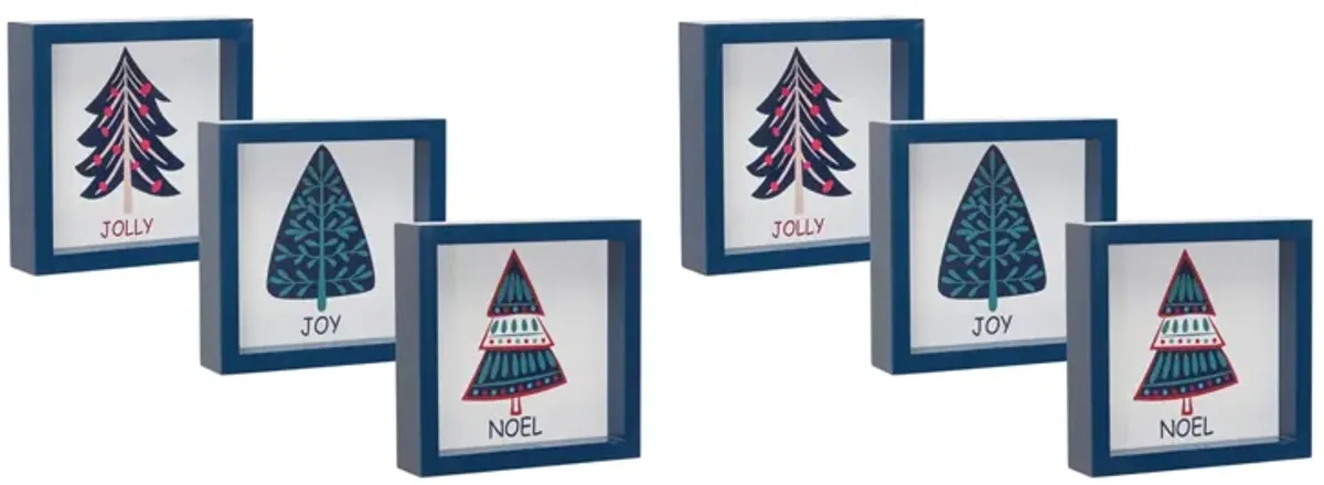 Noel, Jolly and Joy Tree Sign (Set of 6)  MDF