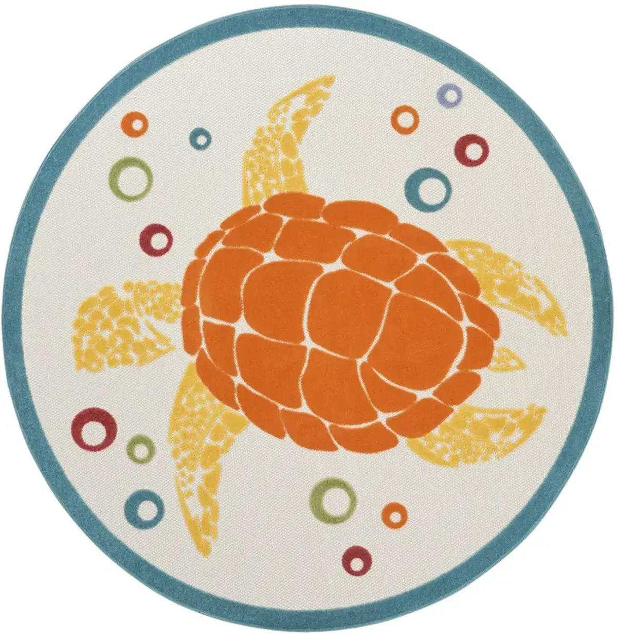 Aloha ALH27 Teal/Multicolor 5'3" x Round Rug