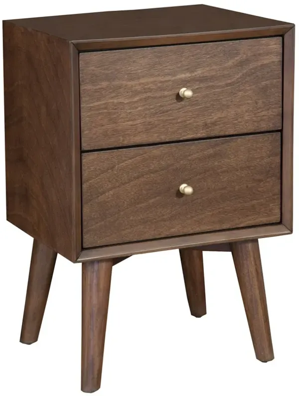 Hivvago Dark Brown Century Modern Wood 2 Drawer Nightstand