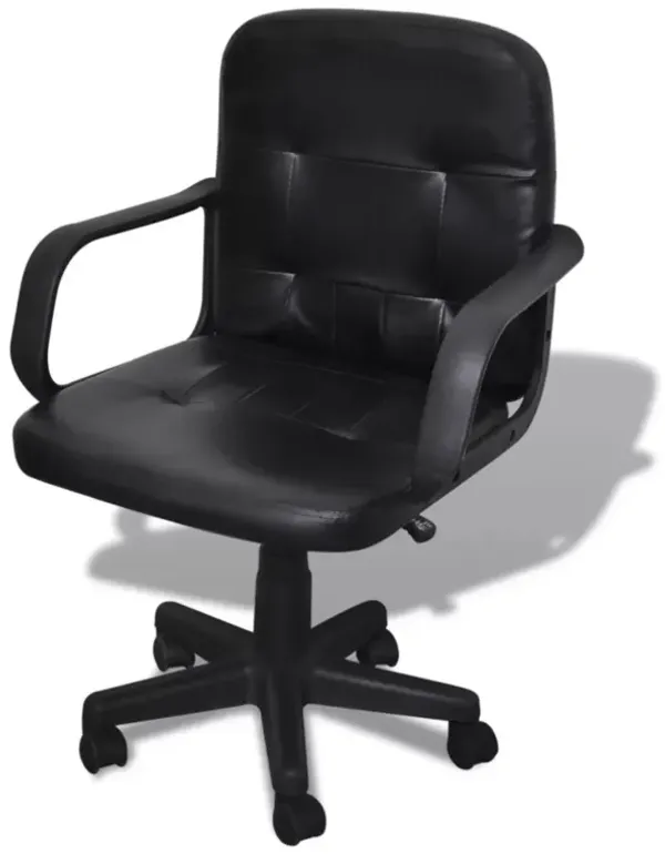 Luxury Leather Office Chair Height Adjustable Swivel Black