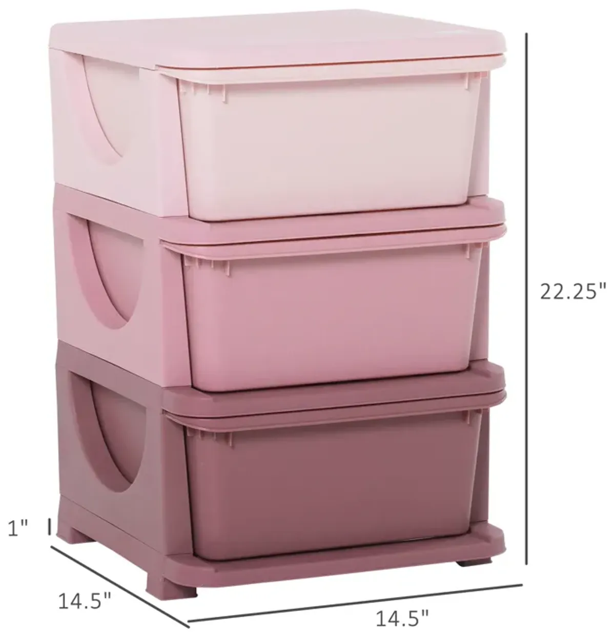 3 Tier Kids Storage Unit Dresser Tower with Drawers Chest Toy Organizer for Bedroom Nursery Kindergarten Living Room for Boys Girls Toddlers, Pink