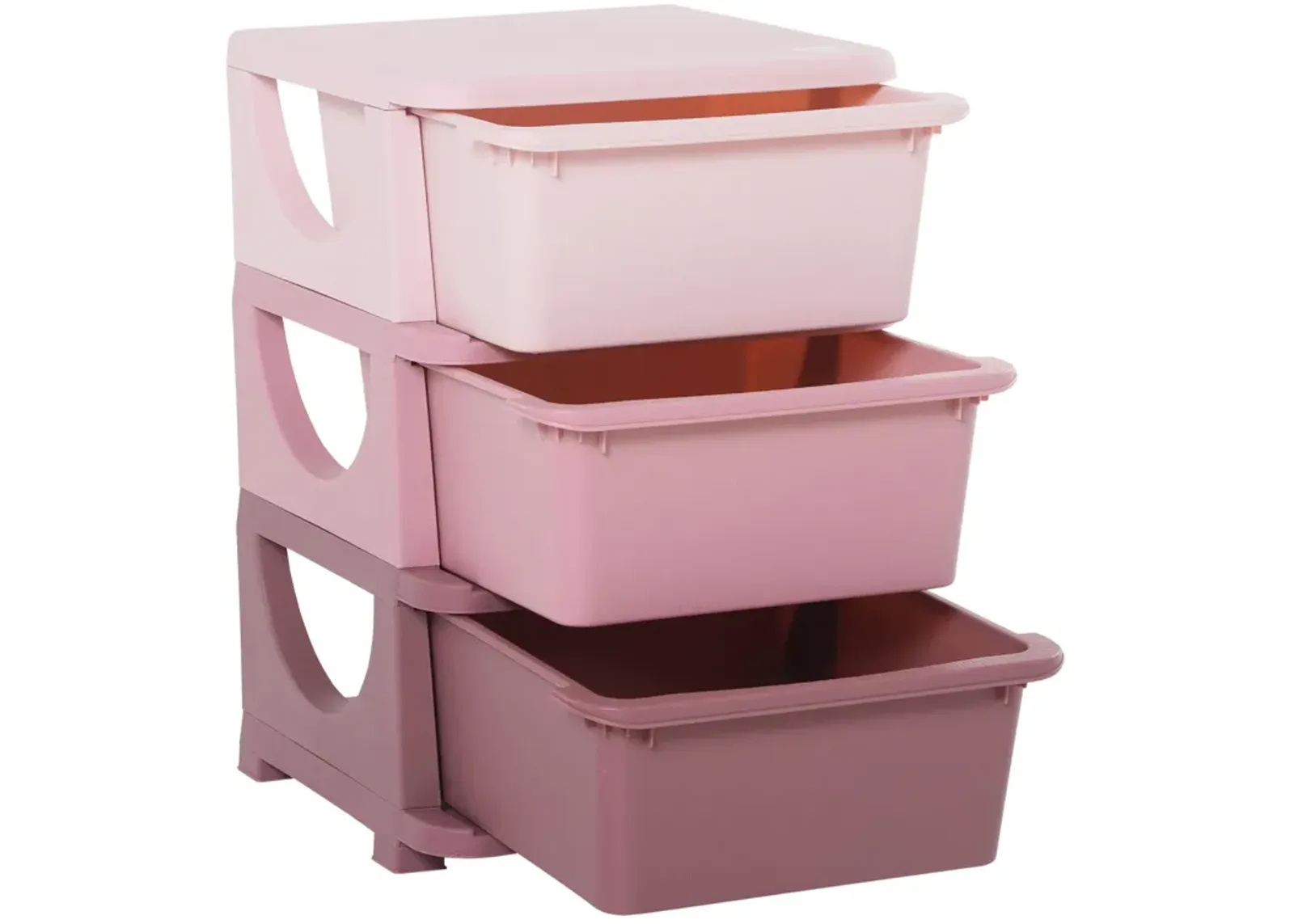 3 Tier Kids Storage Unit Dresser Tower with Drawers Chest Toy Organizer for Bedroom Nursery Kindergarten Living Room for Boys Girls Toddlers, Pink