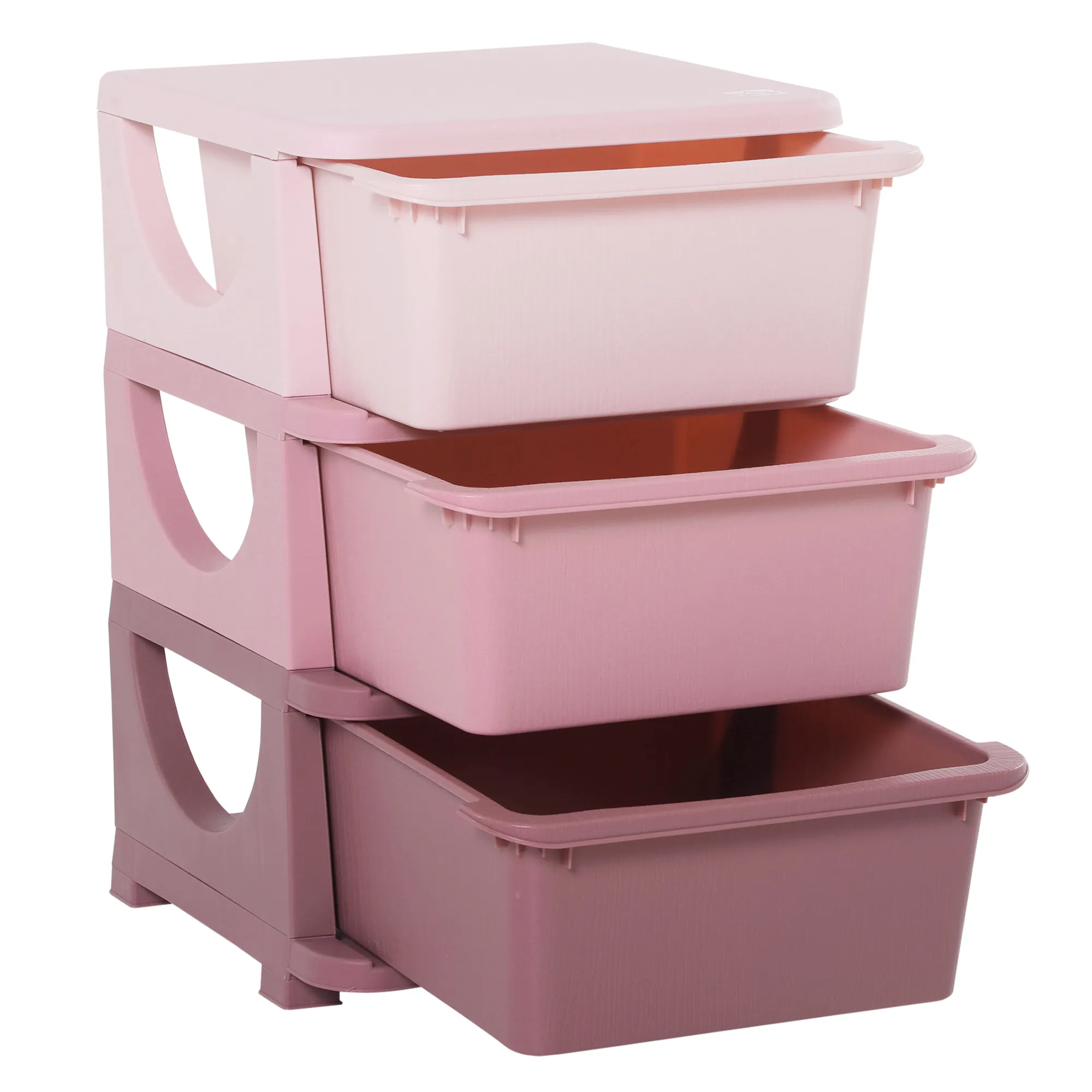 3 Tier Kids Storage Unit Dresser Tower with Drawers Chest Toy Organizer for Bedroom Nursery Kindergarten Living Room for Boys Girls Toddlers, Pink