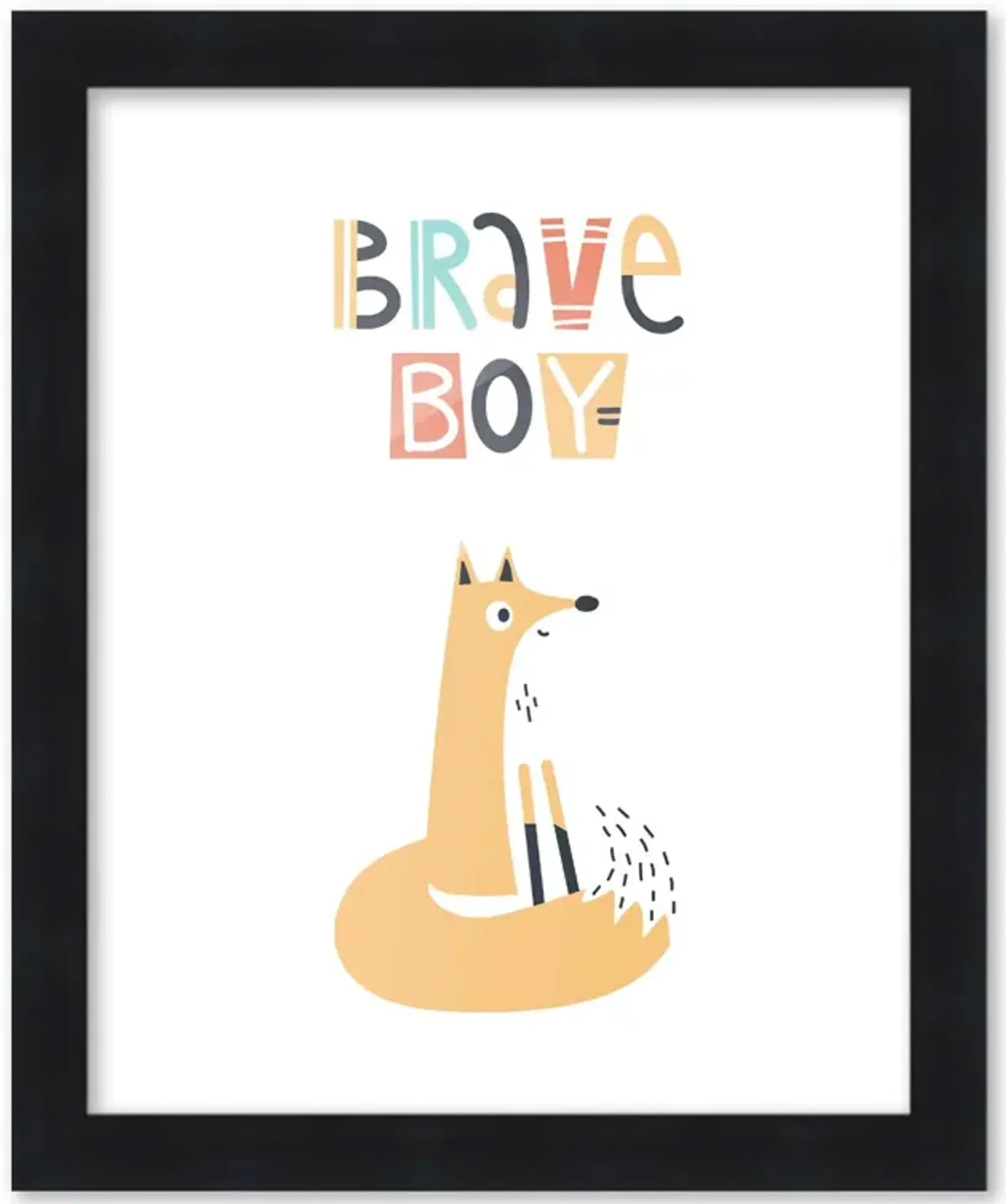 8x10 Framed Nursery Wall Little Explorer Brave Boy Poster in Black Wood Frame For Kid Bedroom or Playroom