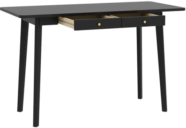FUFU&GAGA Modern Office Desk with Storage Drawer, Rubberwood Legs and Gold Handles (47.2" W x 21.7" D x 30" H),Black