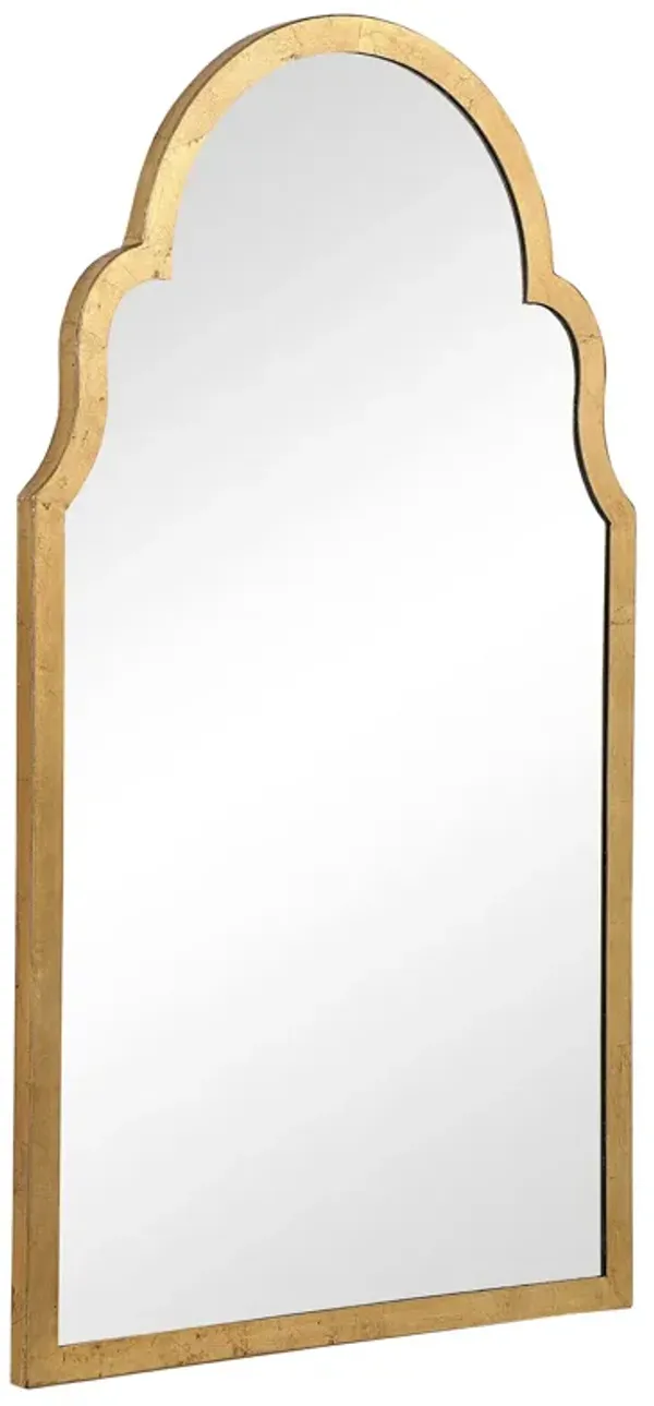Sleek Elongated Quatrefoil Frame Mirror, Gold-Benzara