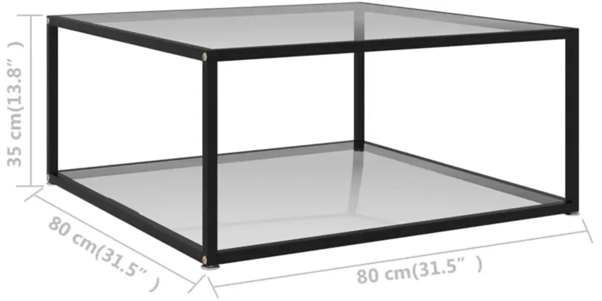 vidaXL Tea Table Transparent 31.5"x31.5"x13.8" Tempered Glass