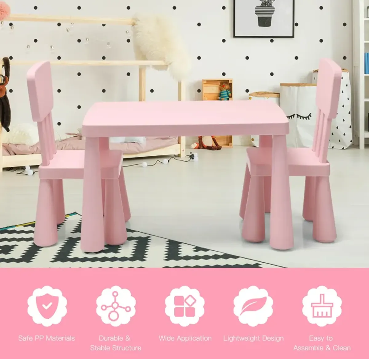 3 Pieces Toddler Multi Activity Play Dining Study Kids Table and Chair Set