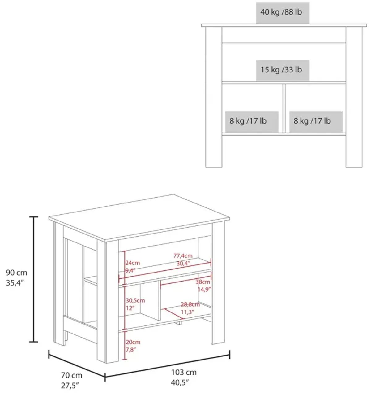 Kitchen Island Ada, Kitchen, Matt Gray / White