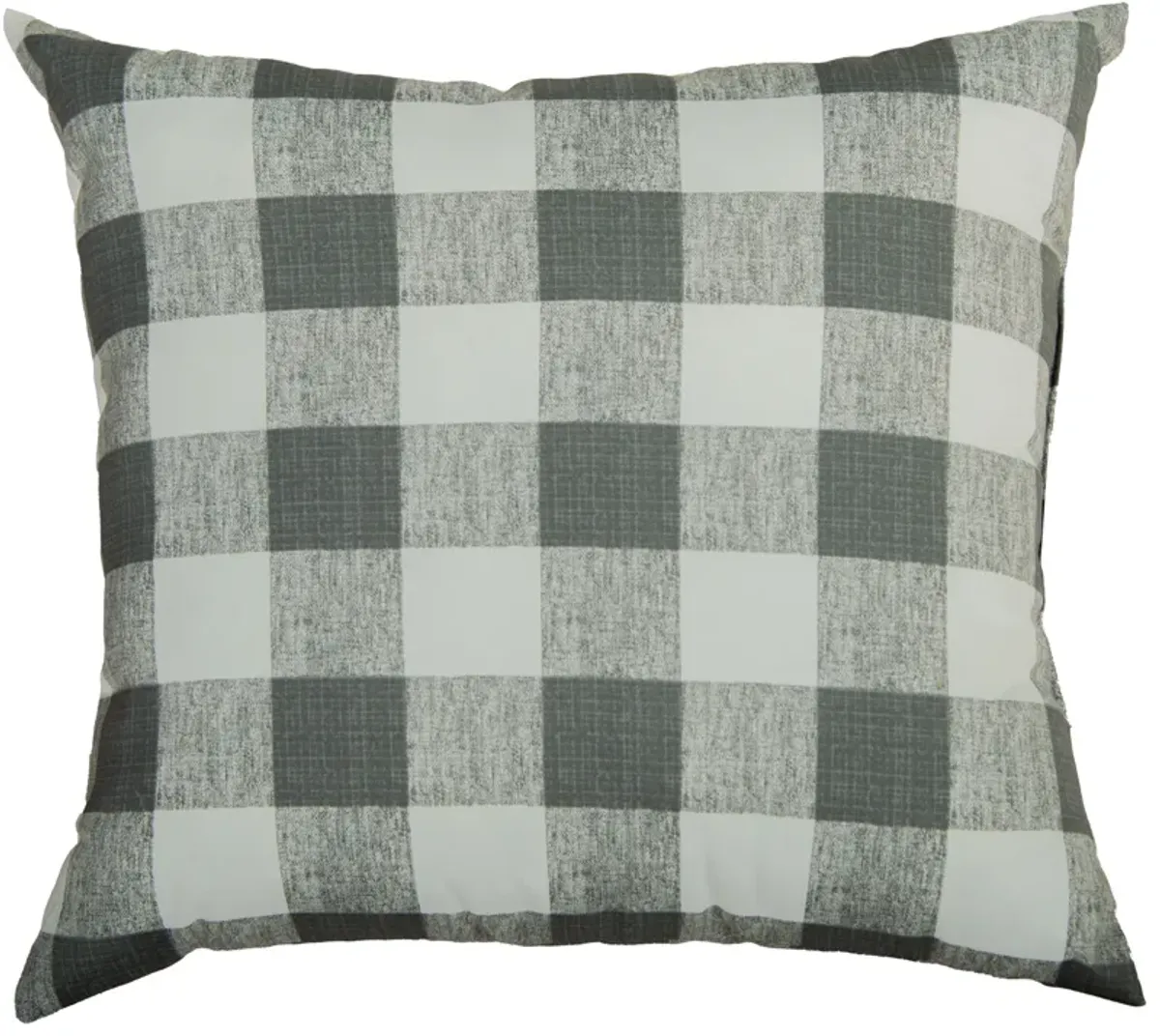 22"x22" Indoor/Outdoor Pillow, Charcoal Plaid