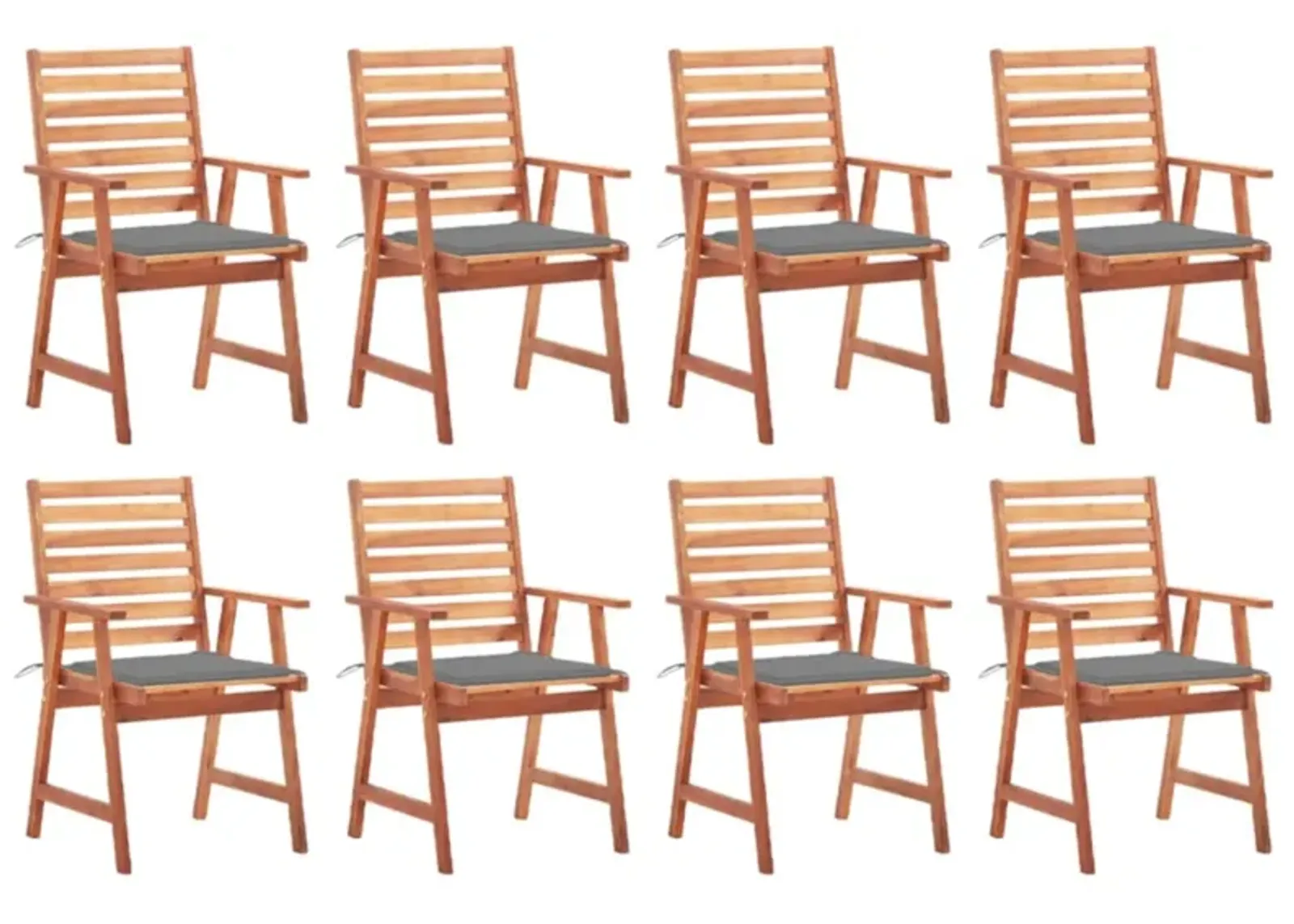 vidaXL Patio Dining Chairs 8 pcs with Cushions Solid Acacia Wood