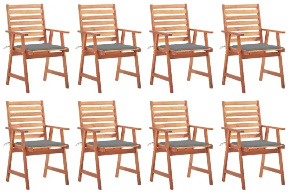 vidaXL Patio Dining Chairs 8 pcs with Cushions Solid Acacia Wood