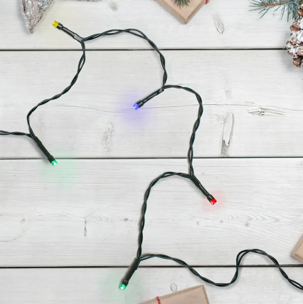 10 B/O Multi LED Wide Angle Christmas Lights - 3 ft Green Wire