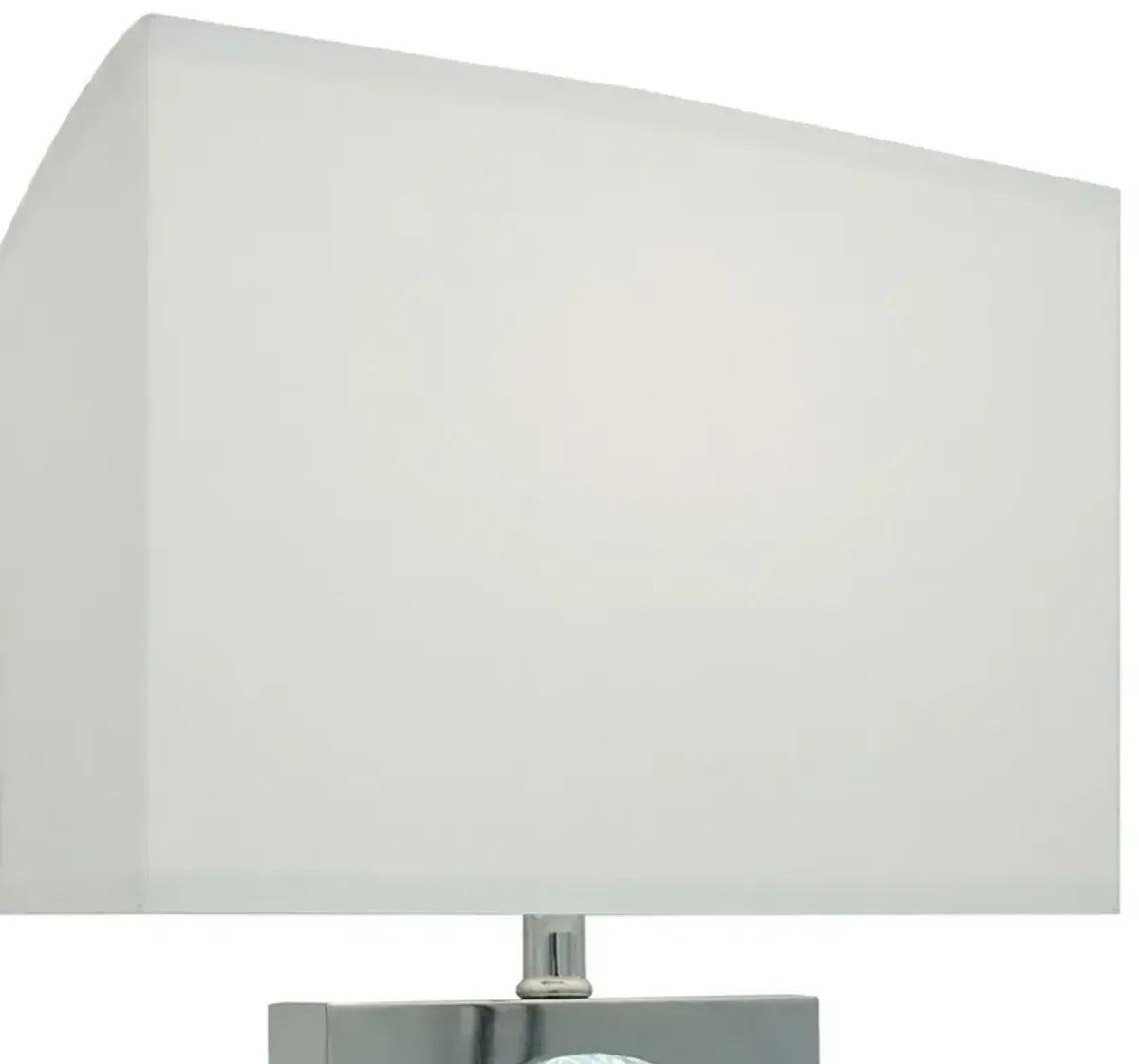 Rohi 22 Inch Table Lamp, White Fabric Shade, Chrome Base, LED Accents-Benzara