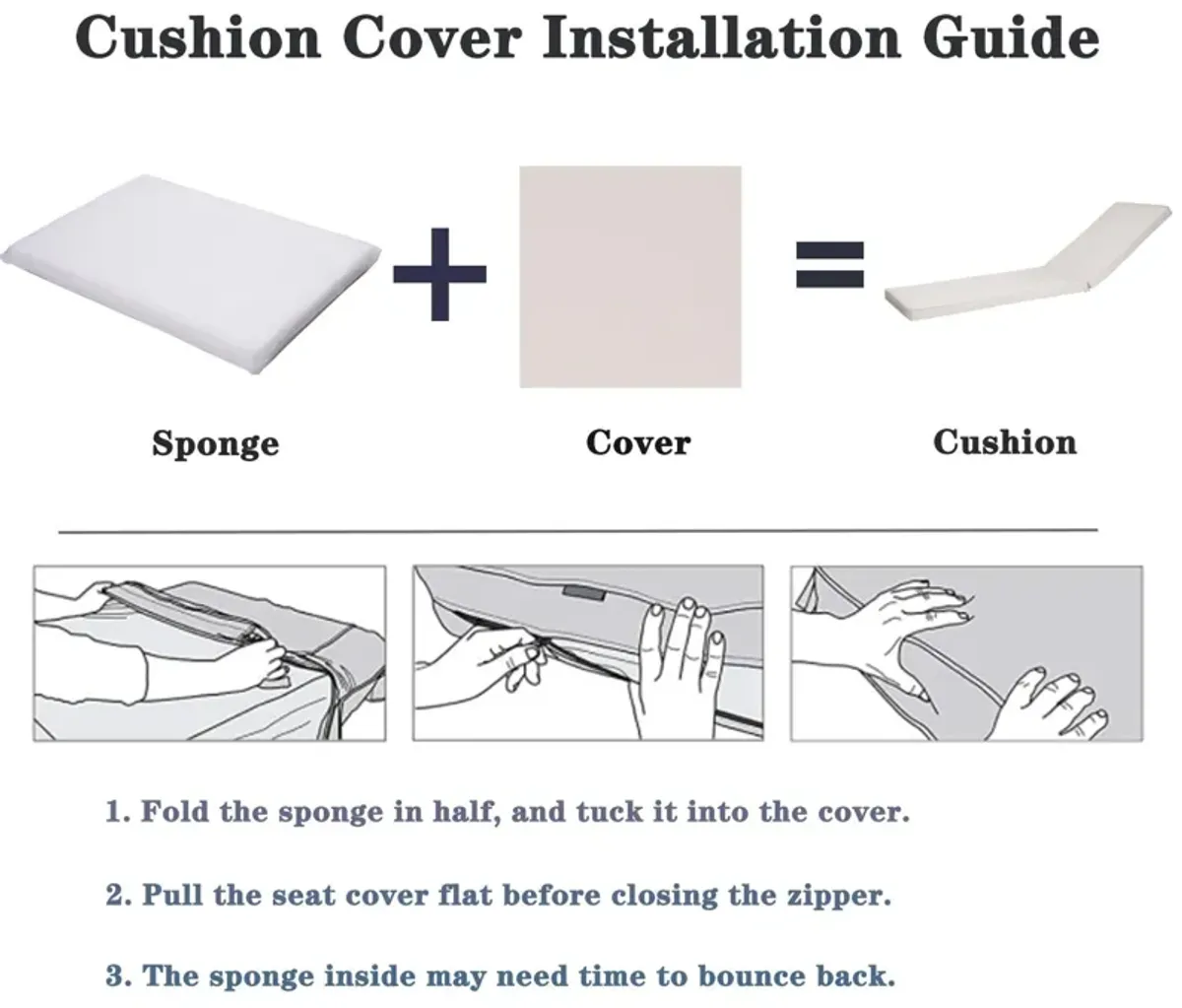 Patio Chaise Lounge Cushion Weather-Resistant Replacement Seat Pad for Outdoor Chairs