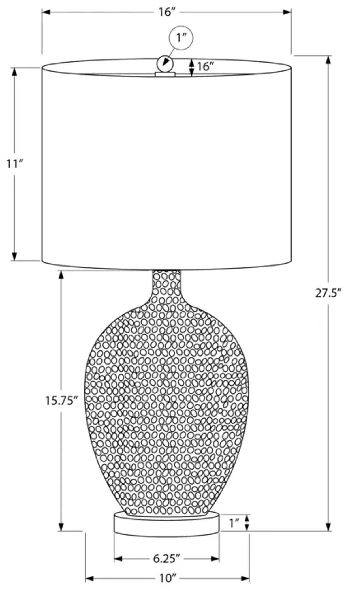 Monarch Specialties I 9607 - Lighting, 28"H, Table Lamp, Cream Ceramic, Ivory / Cream Shade, Contemporary