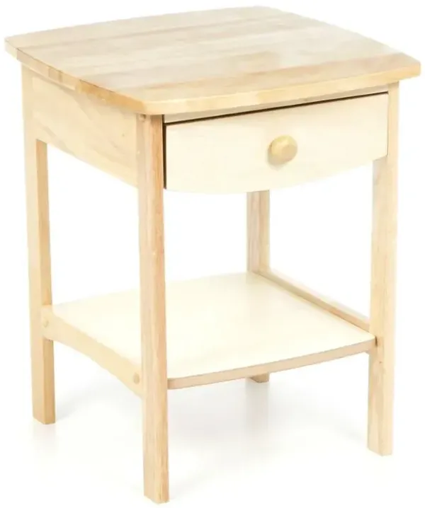 Natural Wood Finish 1-Drawer Bedroom End Table Nightstand