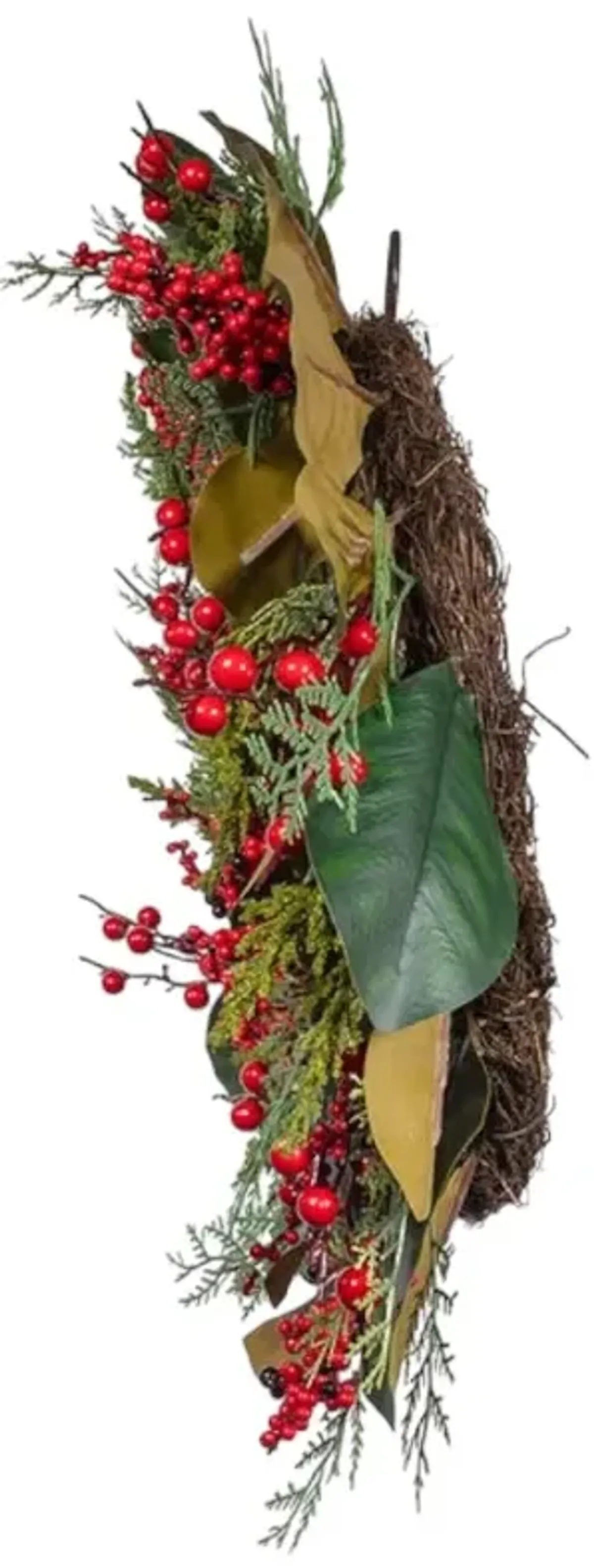 24" Un-Lit Mixed Leaves & Berries Green Wreath