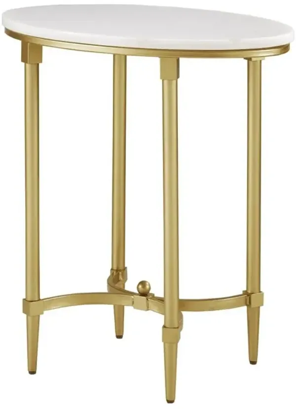 Starlight Canyon Home White Marble End Table with Metal Legs – Small Side Table for Living Room
