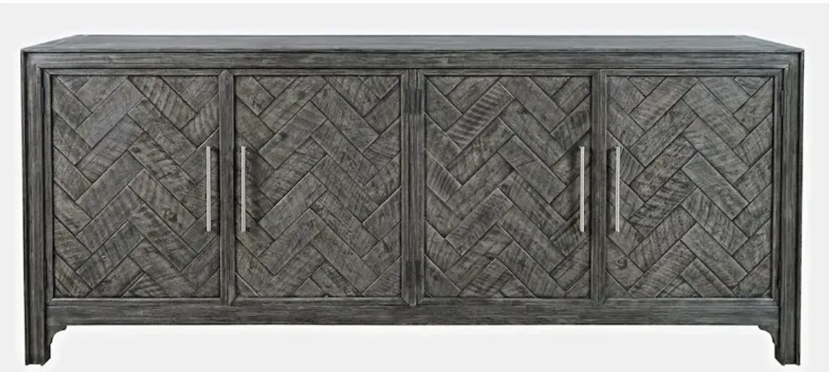 Jofran Gramercy Mid-Century Modern Chevron Four Door 79 Accent Cabinet