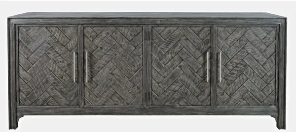 Jofran Gramercy Mid-Century Modern Chevron Four Door 79 Accent Cabinet