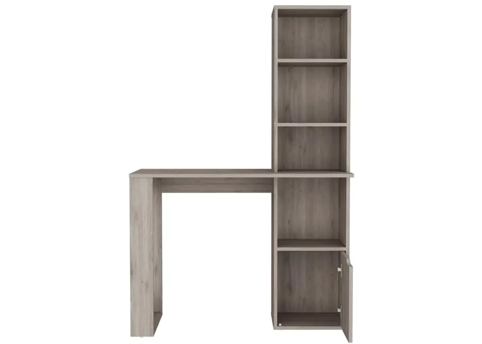 Ripley Writing Desk With Bookcase and Cabinet, Light Gray