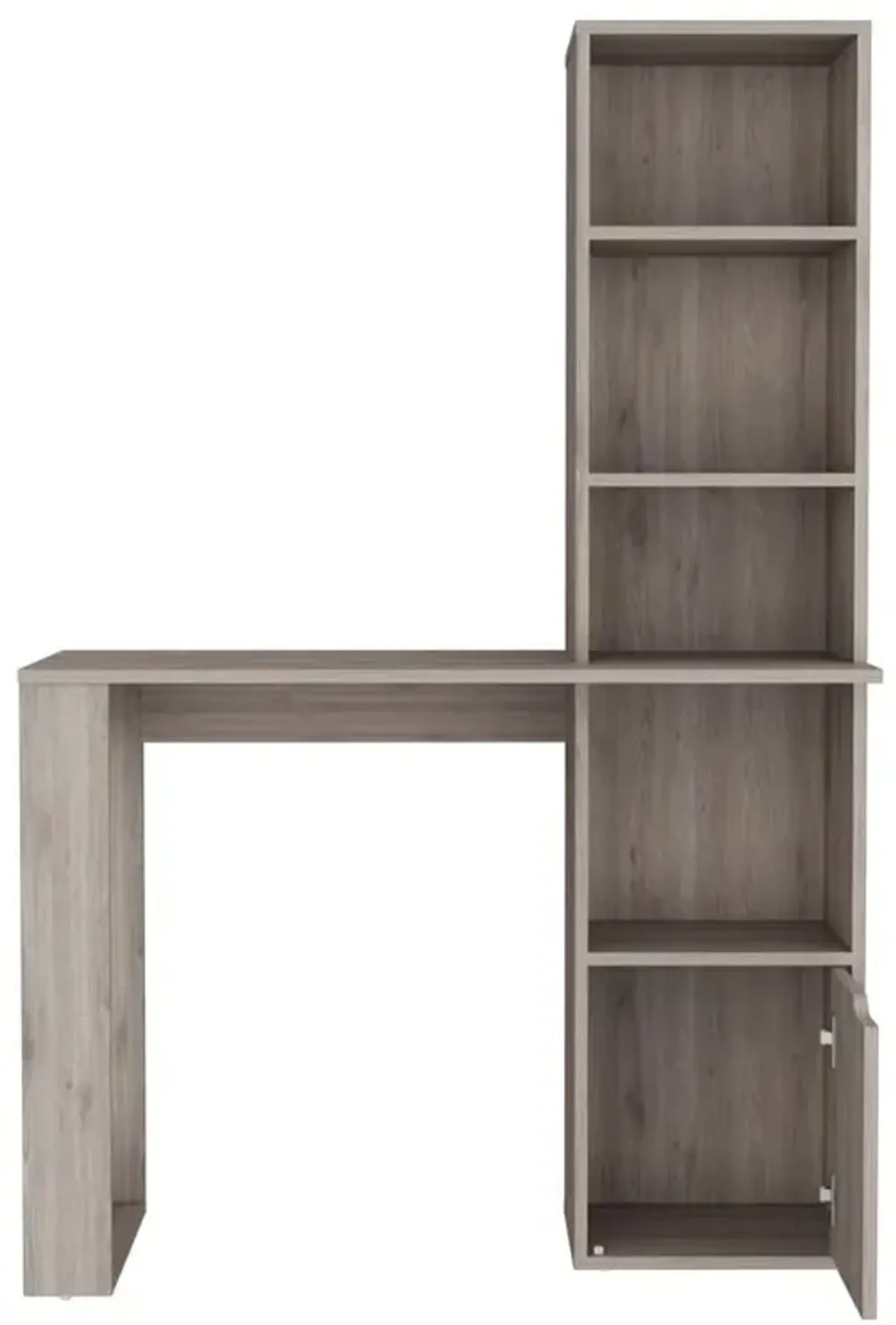 Ripley Writing Desk With Bookcase and Cabinet, Light Gray