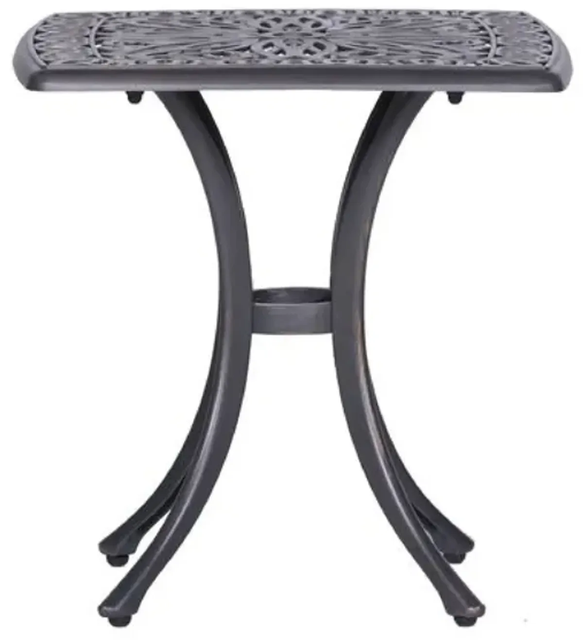 21 Inch Arbor Metal End Table with Curved Legs, Gunmetal Gray-Benzara