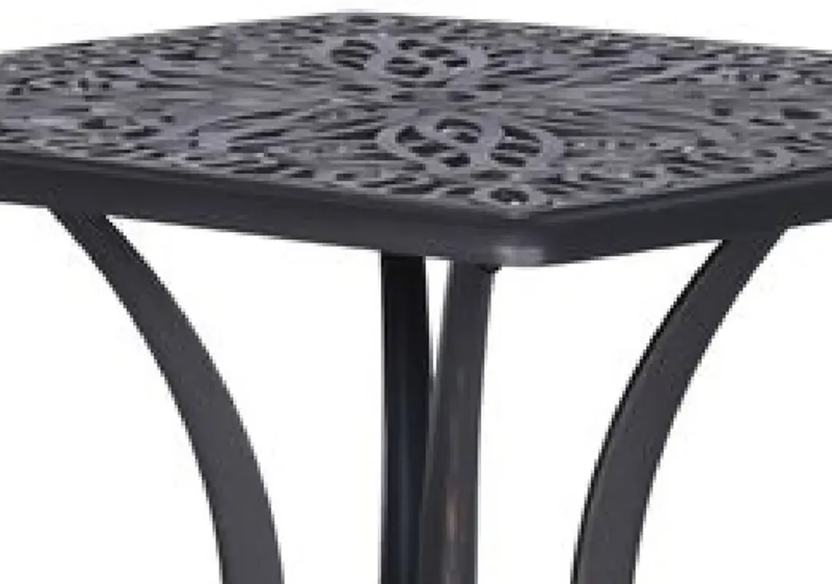 21 Inch Arbor Metal End Table with Curved Legs, Gunmetal Gray-Benzara