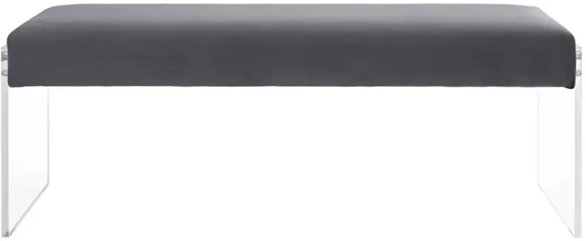 Modway Roam Modern Upholstered Bench With Acrylic Base In Gray Velvet