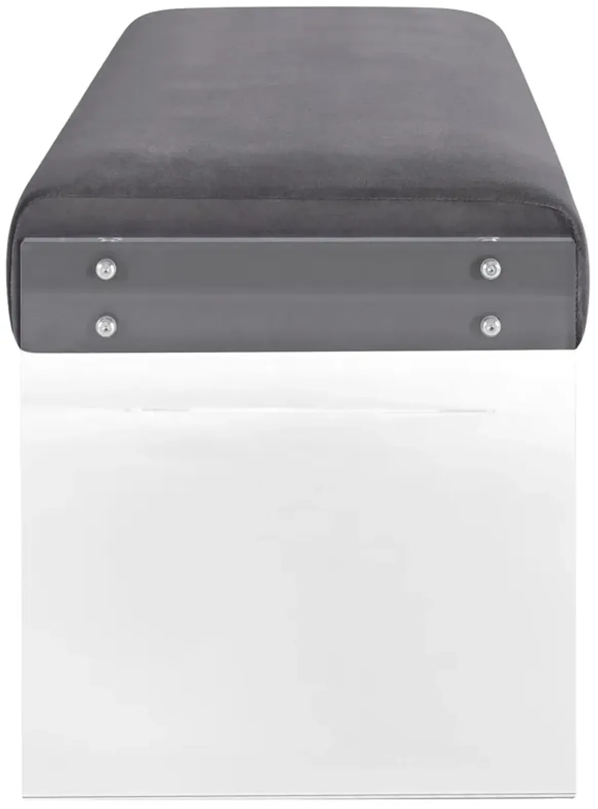 Modway Roam Modern Upholstered Bench With Acrylic Base In Gray Velvet