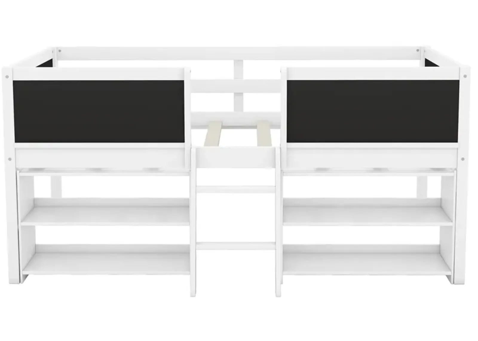 Merax Low Loft Bed with 2 Movable Shelves