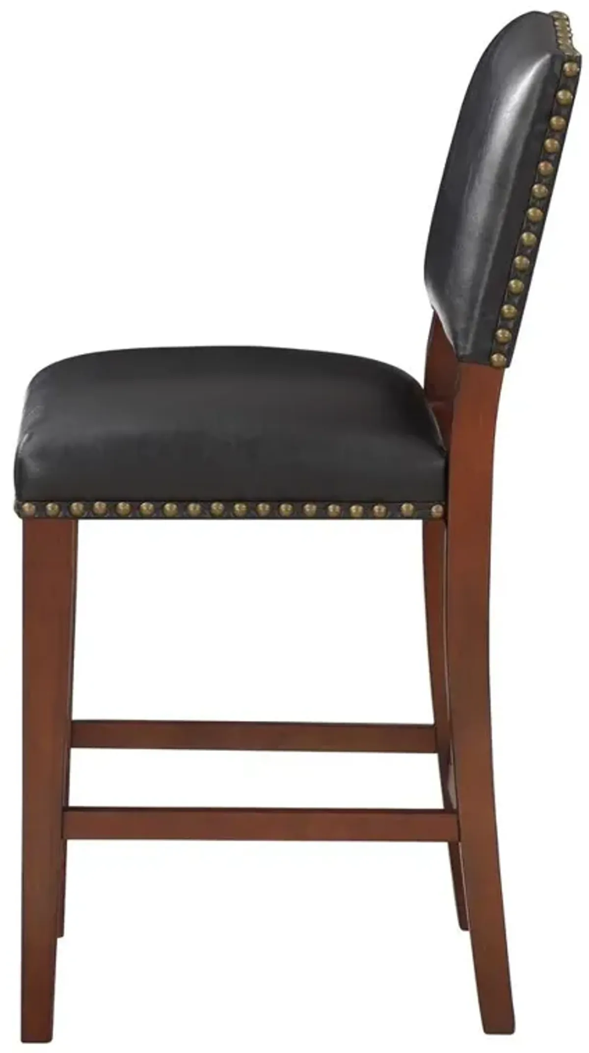 Comfort Pointe Denver Stationary Faux Leather Brown Counter Stool with Nail Heads