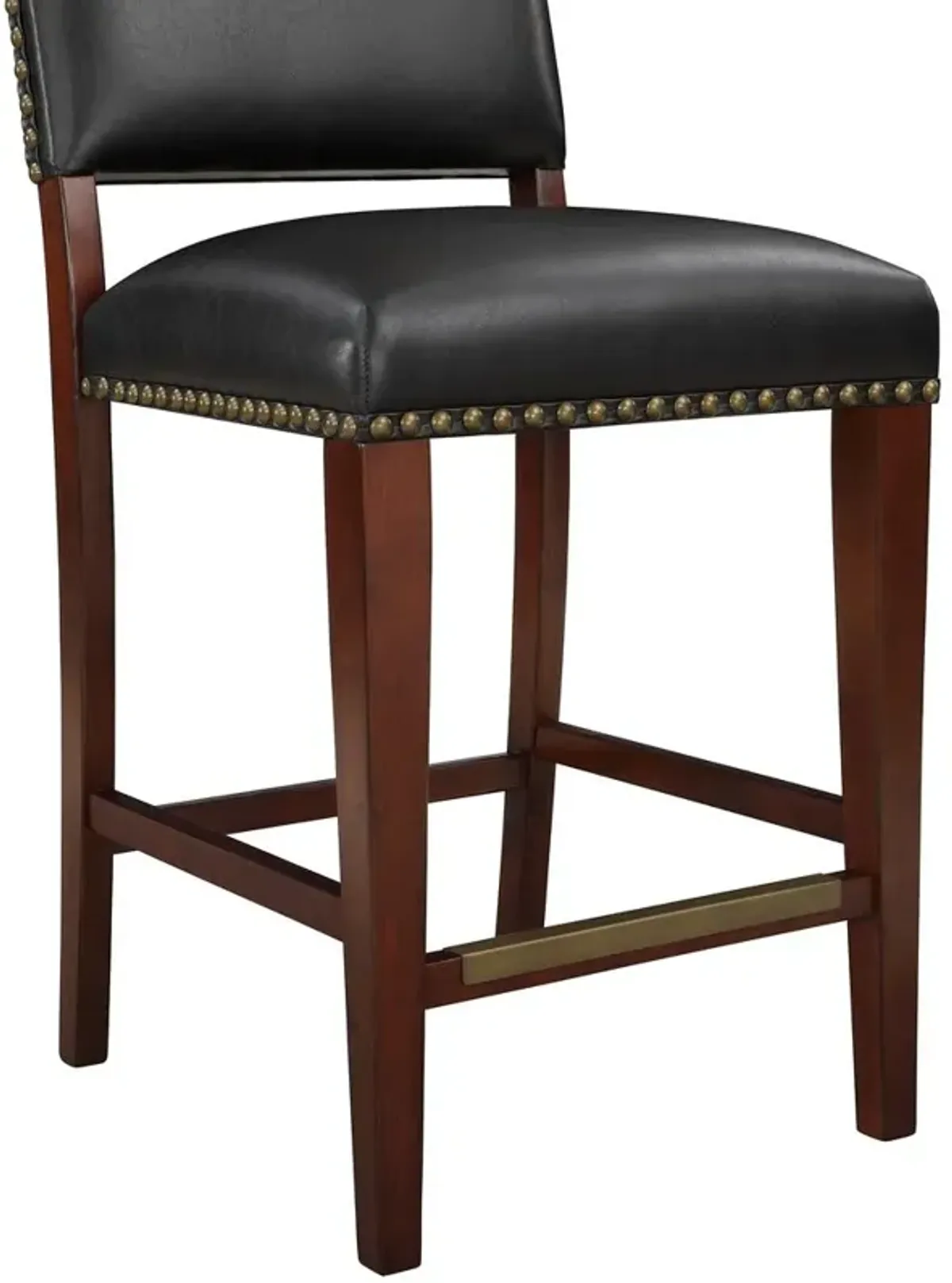 Comfort Pointe Denver Stationary Faux Leather Brown Counter Stool with Nail Heads