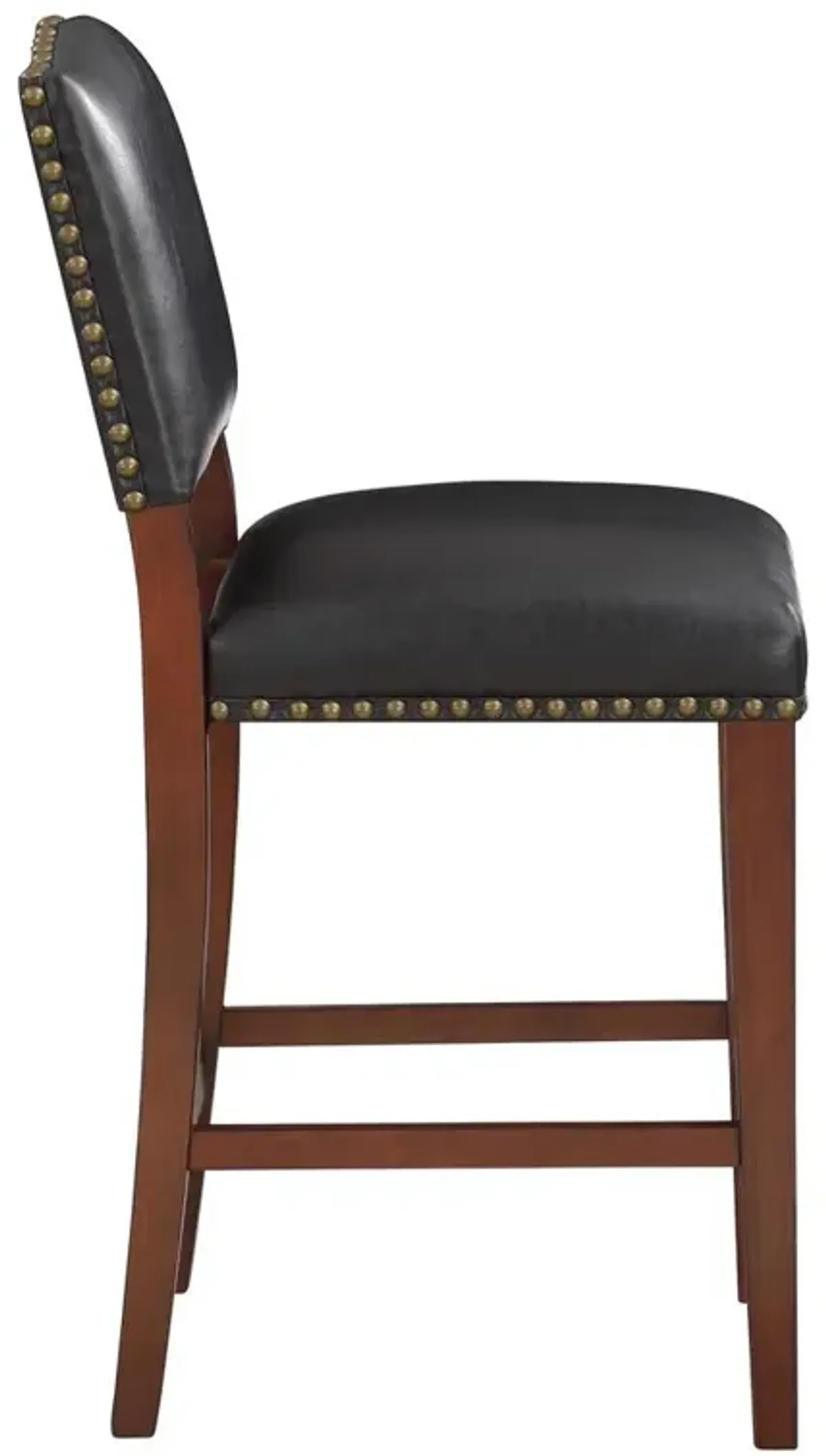 Comfort Pointe Denver Stationary Faux Leather Brown Counter Stool with Nail Heads