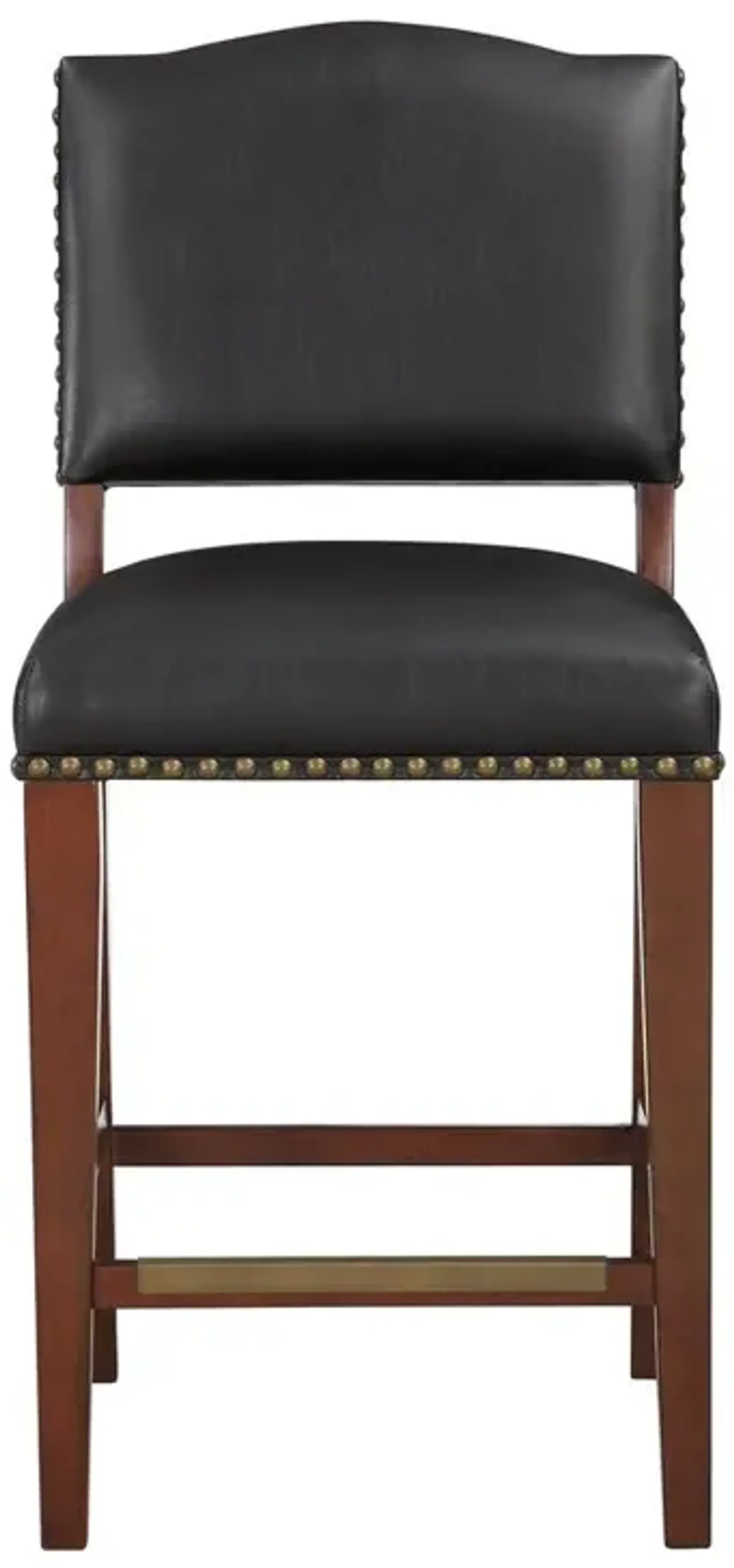 Comfort Pointe Denver Stationary Faux Leather Brown Counter Stool with Nail Heads