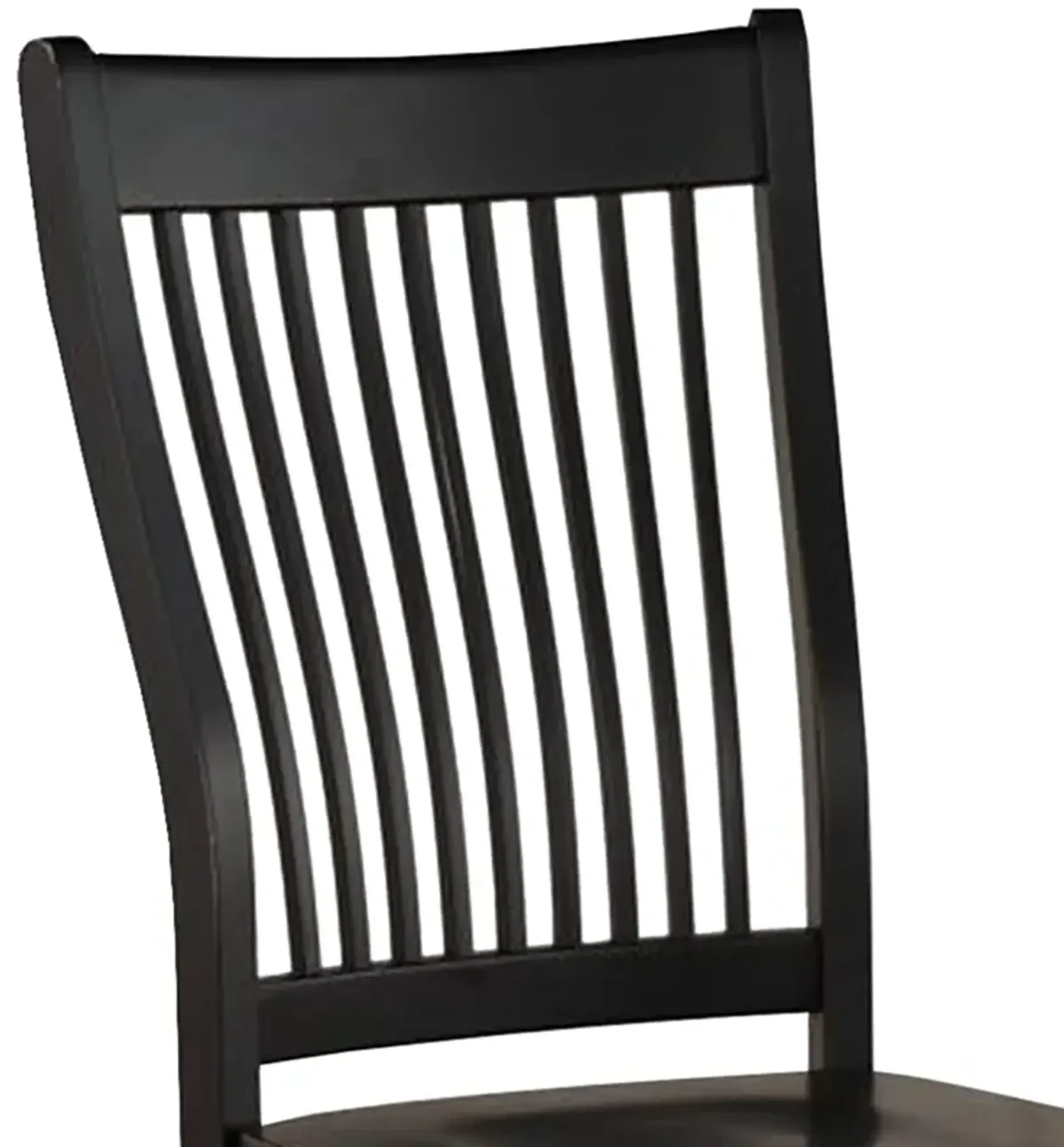 Transitional Style Wooden Side Chair with Slatted Backrest, Set of 2, Black-Benzara