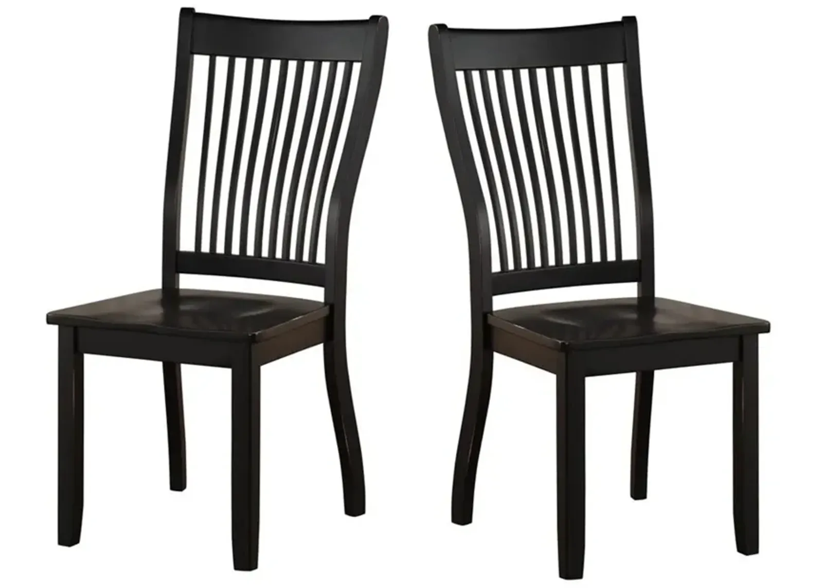 Transitional Style Wooden Side Chair with Slatted Backrest, Set of 2, Black-Benzara