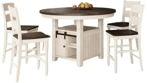 Jofran Five Piece Reclaimed Solid Wood Counter Height Round Dining Set