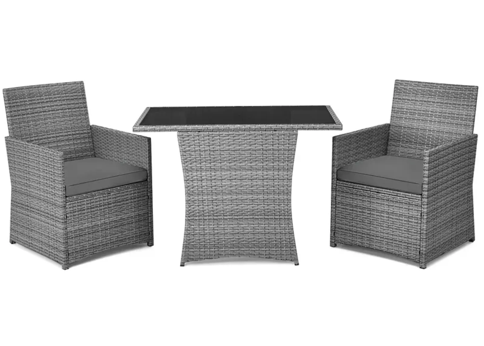 3 Pieces Patio Rattan Furniture Set with Cushioned Armrest Sofa