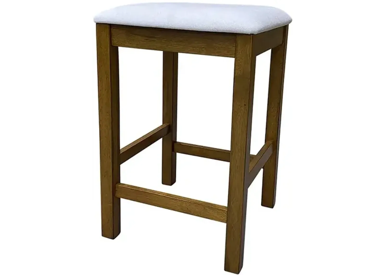 Carolina Living Tristan Backless Counter Stool - Set of 2 - Golden Oak - White Upholstery