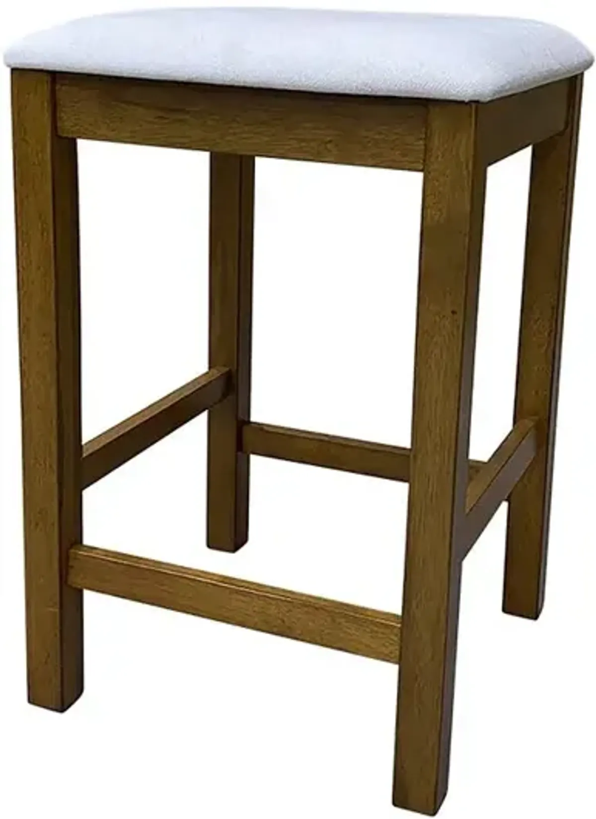 Carolina Living Tristan Backless Counter Stool - Set of 2 - Golden Oak - White Upholstery