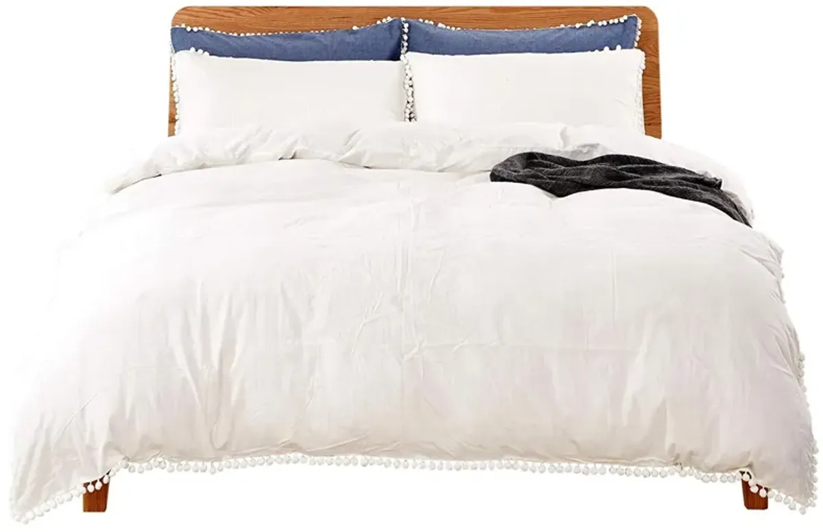 MarCielo 3 Piece Cotton Duvet Cover Set Pompom