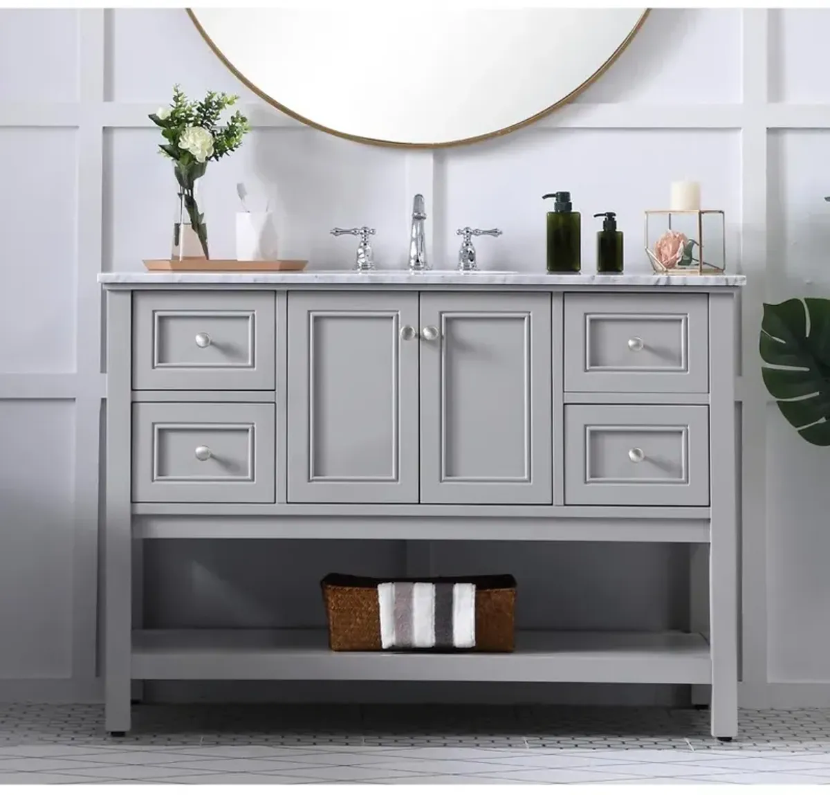 Elegant Kitchen and Bath 48 inch Single bathroom vanity in natural wood