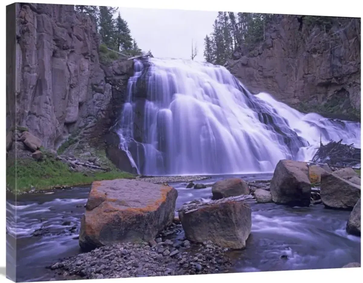 Gibbon Falls cascading into river, Yellowstone National Park, Wyoming-Canvas Art-32x24